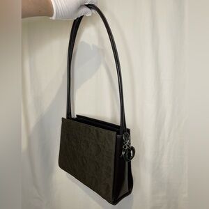 AUTHENTICATED Vintage Dior Dark Olive Shoulder Bag w Charms Cannage MadeIn Italy